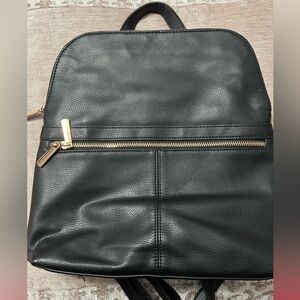 Women’s black square leather backpack